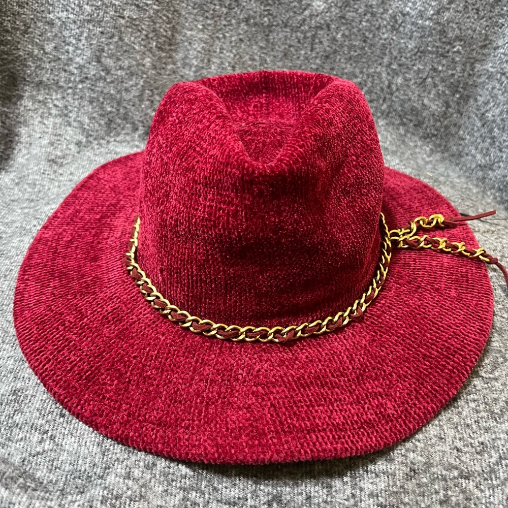 Alexis Bendel red chenille hat (floppy fedora style)